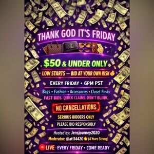 TGIF share show , every Friday $50 and below ⬇️ 6pm 🕕 PST